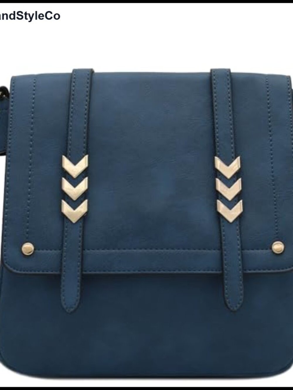Faux Leather Flapover Crossbody Bag 25" Strap Double Compartment